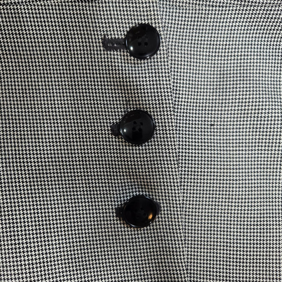 1980s Vintage Black Houndstooth E.H. Woods Power Suit Jacket Blazer Size 10 - Picture 3 of 7